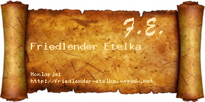 Friedlender Etelka névjegykártya